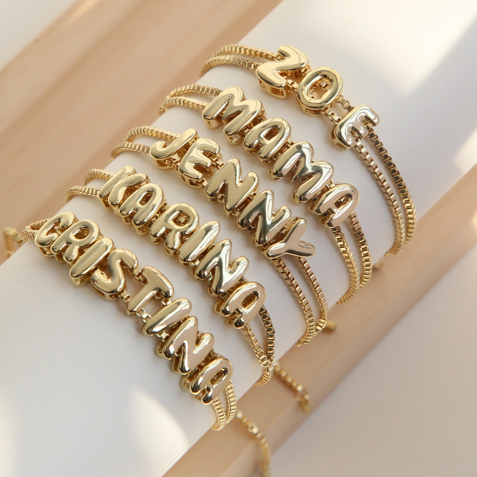 18k Brass Smooth Surface Bubble DIY Combination Name Bracelet Letter Accessories
