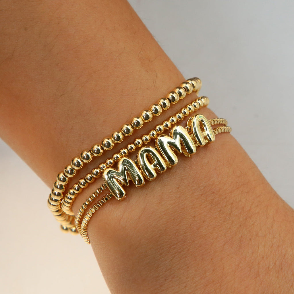 18k Brass Smooth Surface Bubble DIY Combination Name Bracelet Letter Accessories