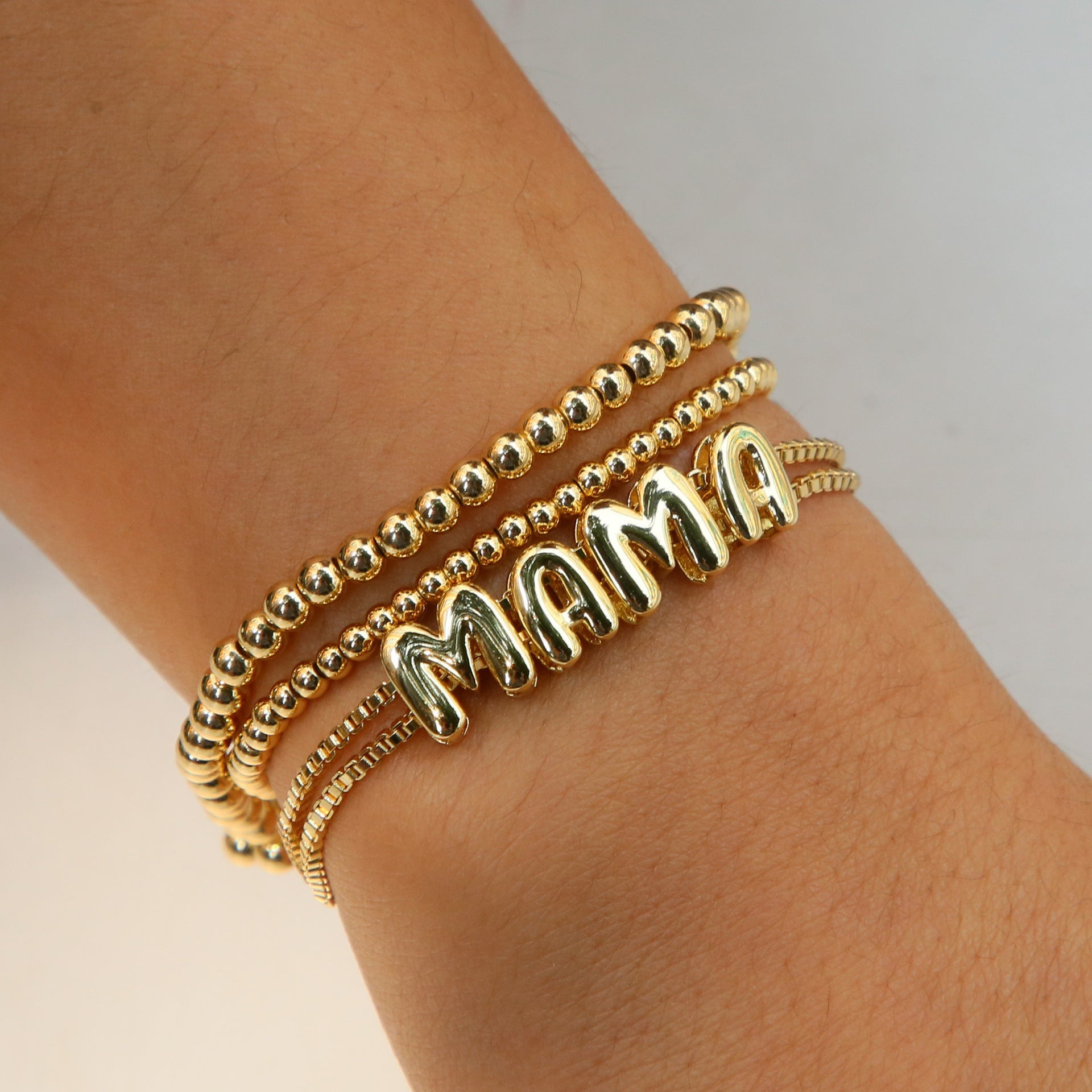 18k Brass Smooth Surface Bubble DIY Combination Name Bracelet Letter Accessories