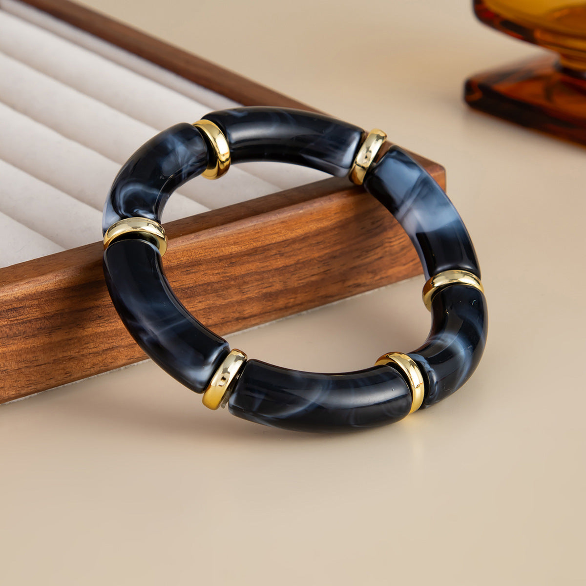 Beaded Blooming Resin Bamboo Elbow Bracelet