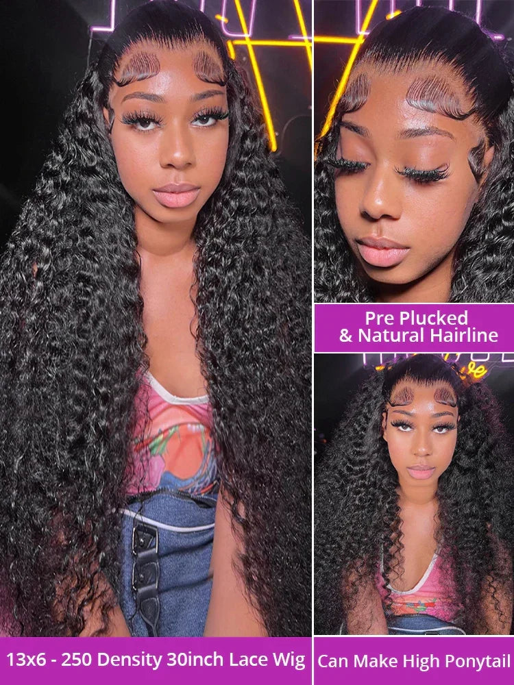 Deep Wave Hd Lace Front Human Hair Curly Wigs
