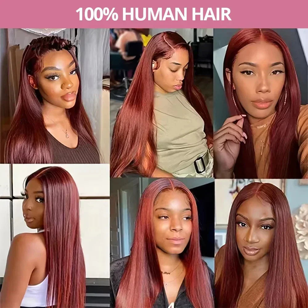 Bone Straight Chocolate Brown Human Hair Wigs