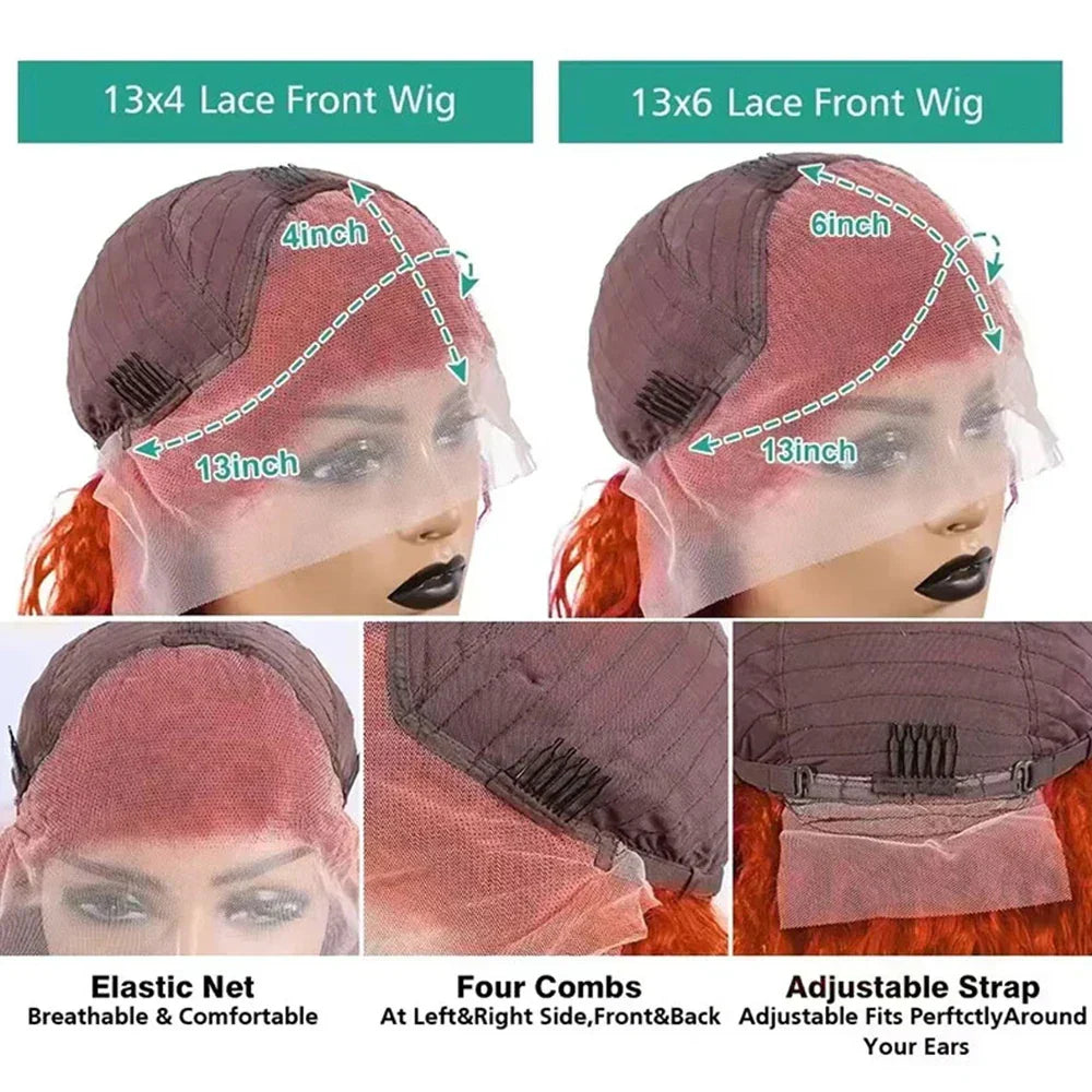 Ginger Orange Lace Front Human Hair Wigs