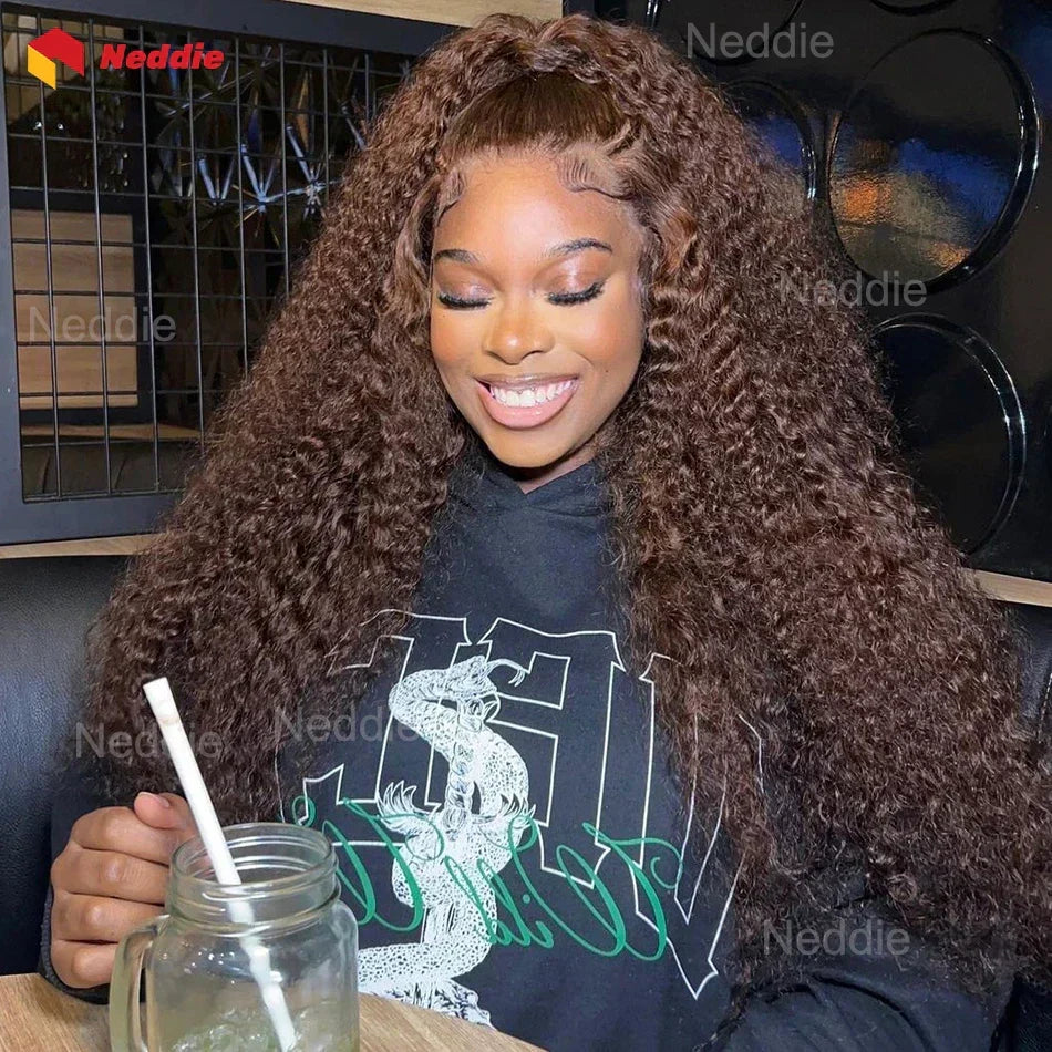 Chocolate Brown Curly Lace Front Wig