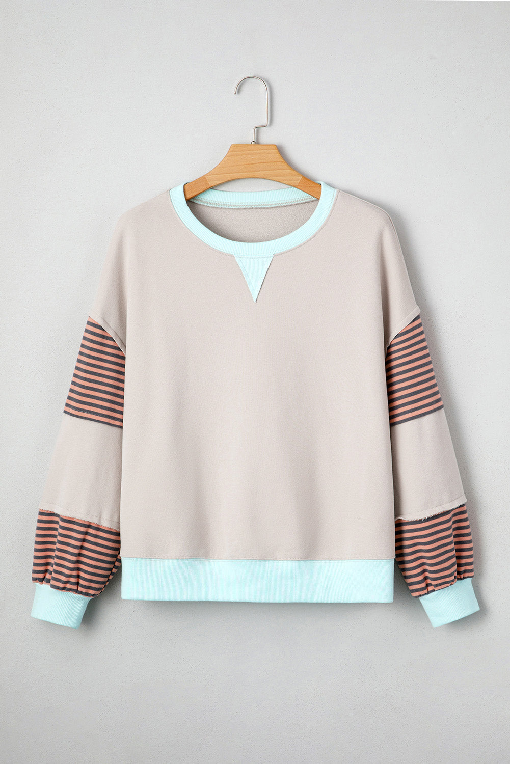 Jet Stream Striped Colorblock Patchwork Drop Shoulder Sweatshirt