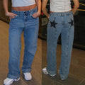 Jeans Color Contrast Patchwork Casual